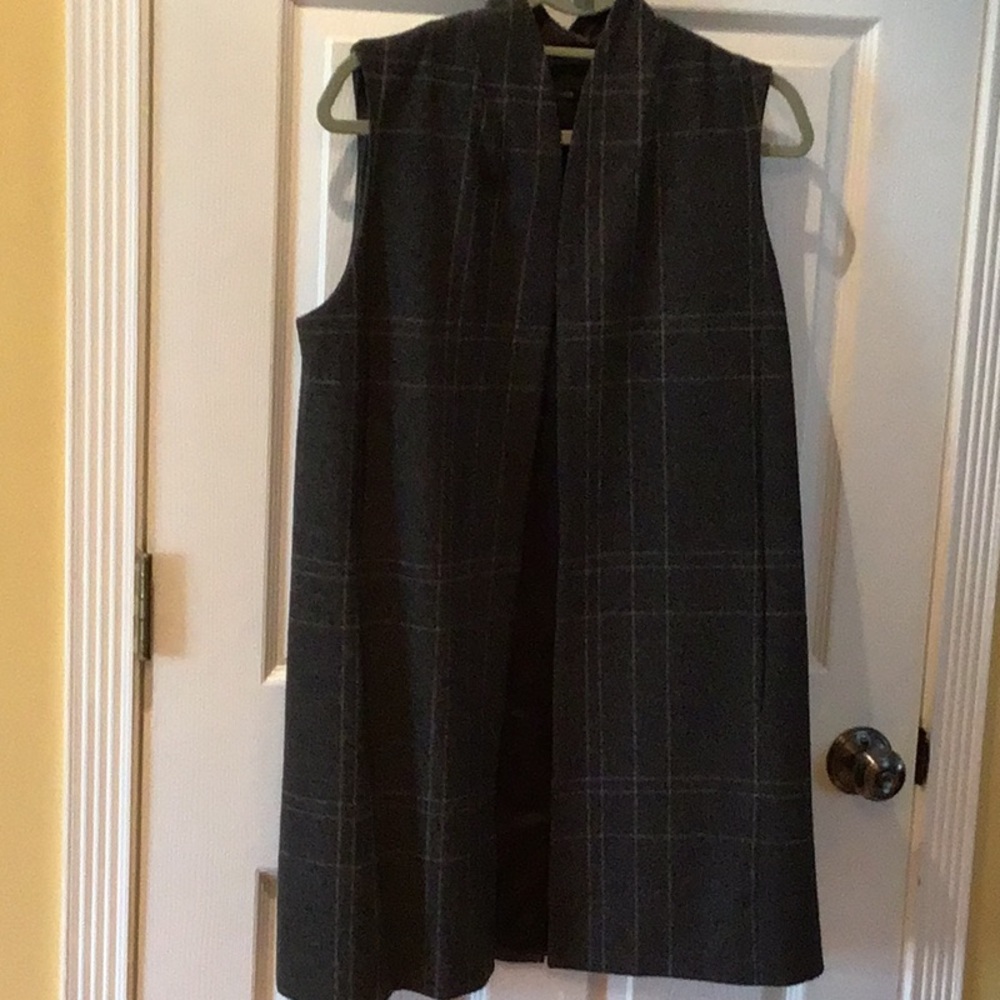 Eileen Fisher Charcoal Gray Wool Open Front Vest - image 2